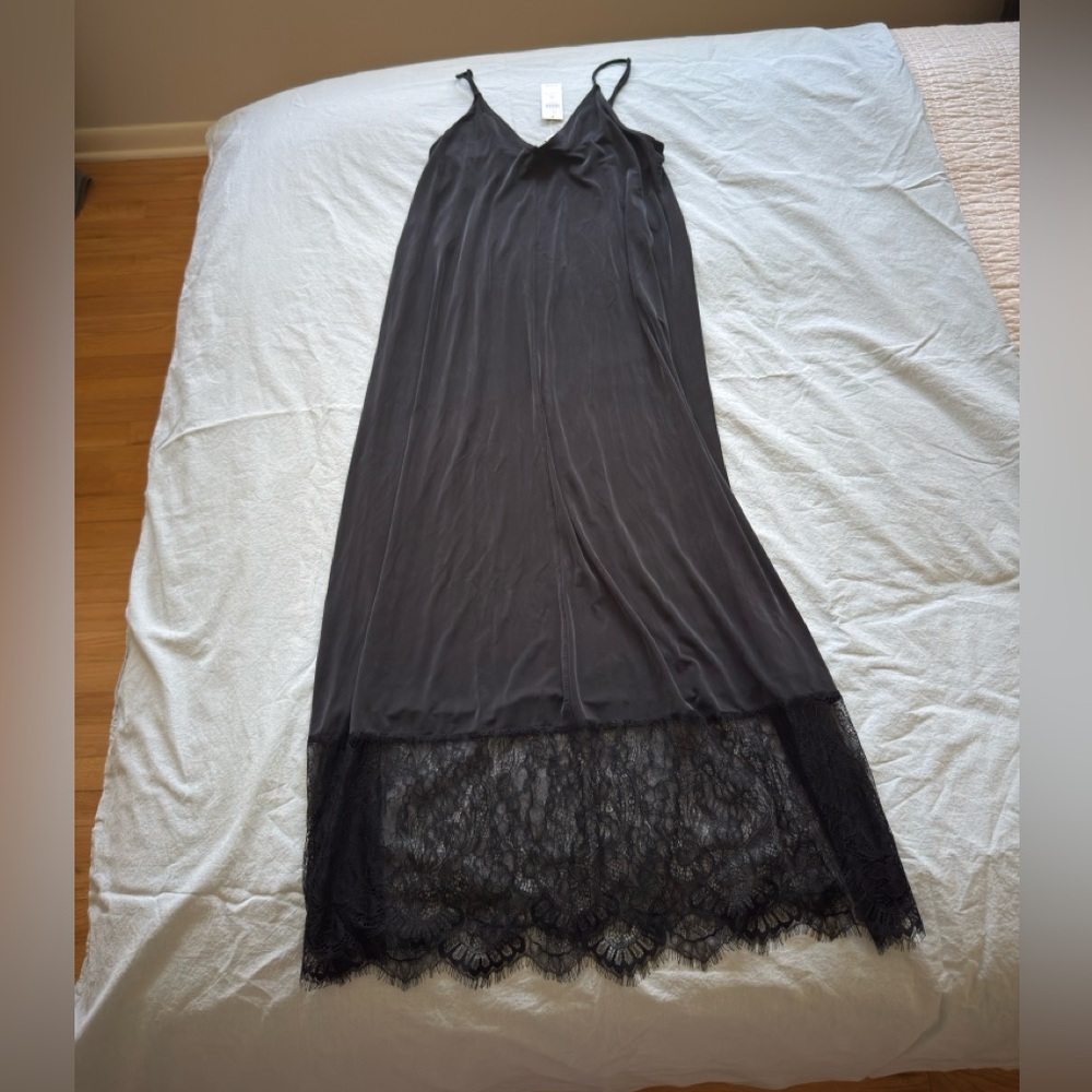 Anthropologie Black Lace Hem Dress